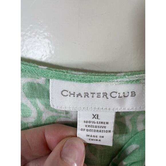 Women’s Embroidered Linen Tunic Size XL Green White California Beachy Resortcore - Picture 4 of 9